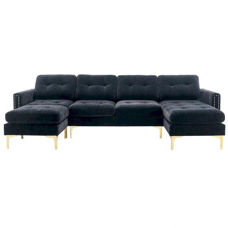 L-Shape Convertible Sectional Sofa Couch, Living Room Sectional with Movable Ottoman for Living Room, Apartment, Office
