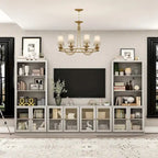 Home Media Center Sleek Design with Ample Shelving and Glass Accents