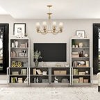 Home Media Center Sleek Design with Ample Shelving and Glass Accents