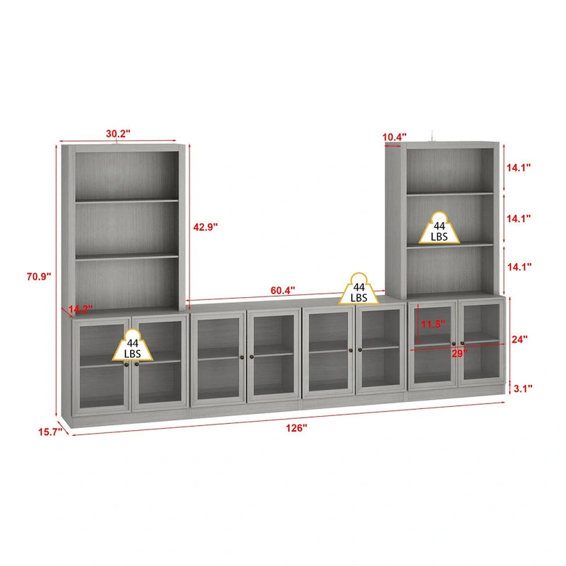 Home Media Center Sleek Design with Ample Shelving and Glass Accents