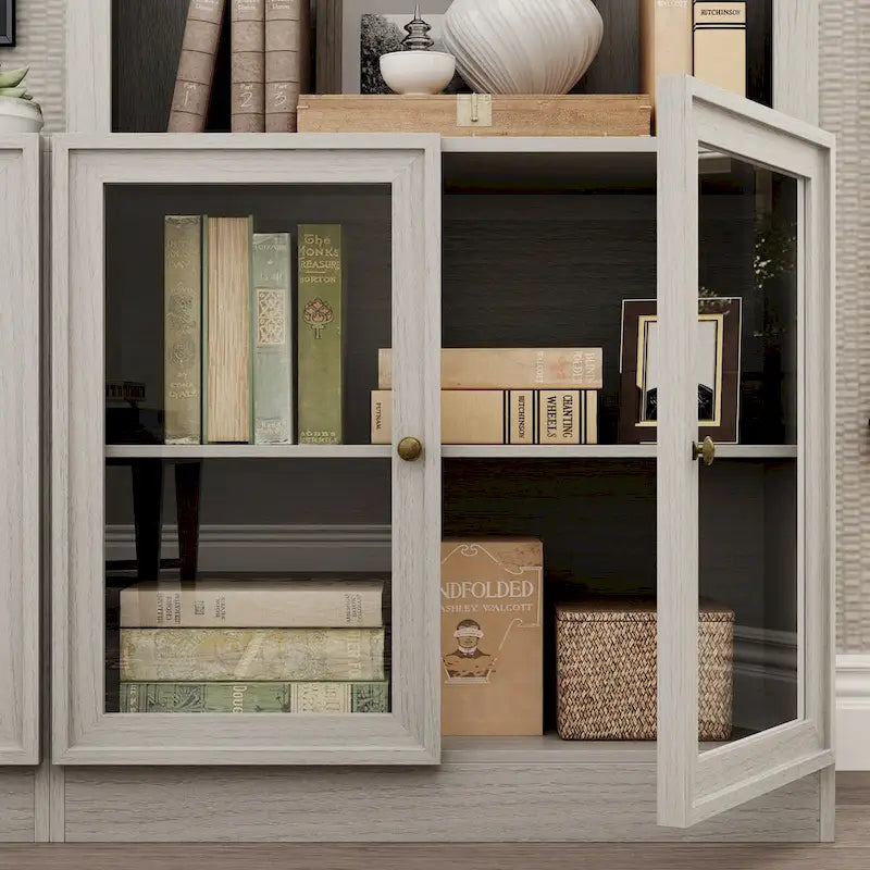 Home Media Center Sleek Design with Ample Shelving and Glass Accents