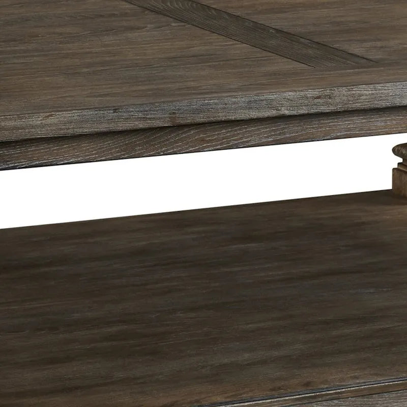 Classic 54 Inch Coffee Table, Baluster Legs, Spacious Top, Weathered Gray