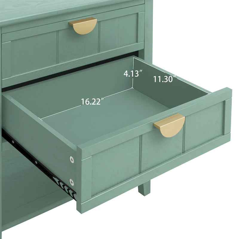 2 Drawer Side Table, American Style, End Table, Suitable for Bedroom, Living Room, Study