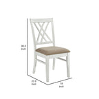 Hyna 19 Inch Side Dining Chairs Set of 2, X Cross Back, Khaki Seat, Farmhouse White