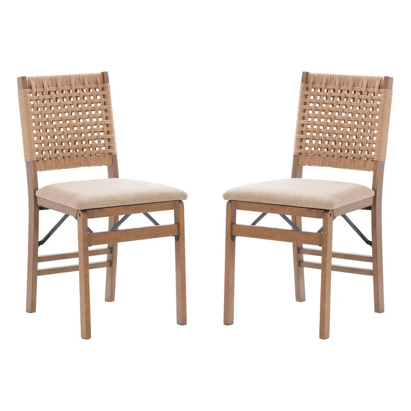 Joslyn Natural Woven Back Folding Dining Chair (Set of 2)