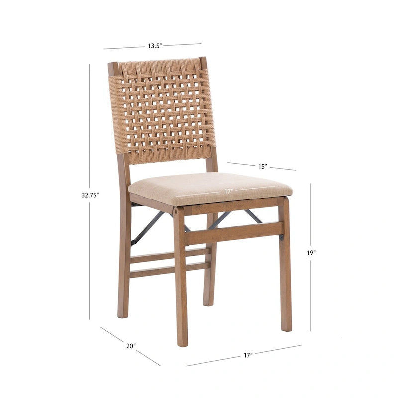 Joslyn Natural Woven Back Folding Dining Chair (Set of 2)