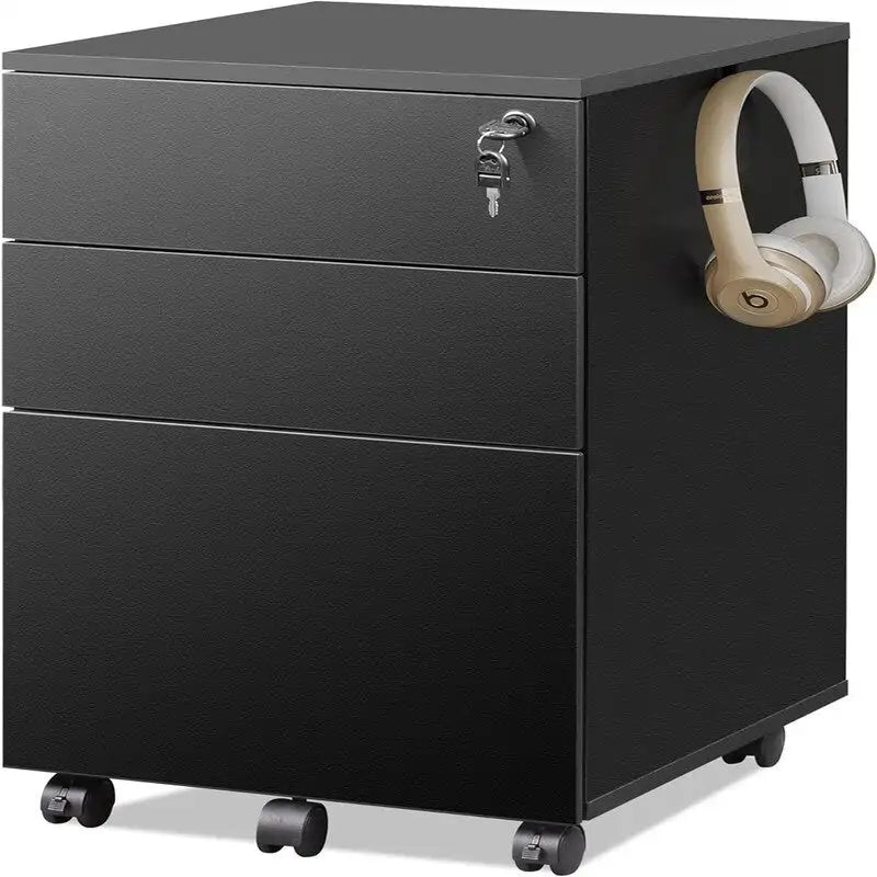 3 Drawer File Cabinet with Lock - 17.7 D x 15.5 W x 25.8 H