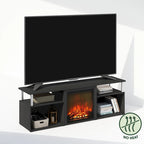 Furinno Jensen Open Storage No Heat Decorative Electric Fireplace TV Stand for TV up to 70 Inch