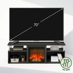 Furinno Jensen Open Storage No Heat Decorative Electric Fireplace TV Stand for TV up to 70 Inch