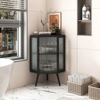 22.25  Floor Corner Cabinet with Glass Door & Adjustable Shelf