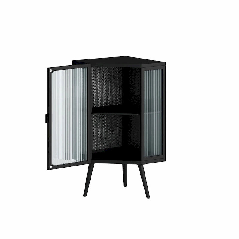 22.25  Floor Corner Cabinet with Glass Door & Adjustable Shelf