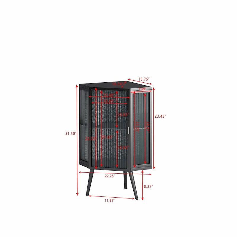 22.25  Floor Corner Cabinet with Glass Door & Adjustable Shelf