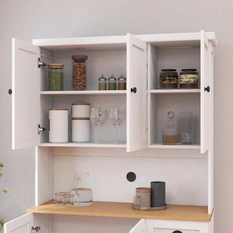 71  Kitchen Pantry Storage Cabinet with Adjustable Shelves, 6 Doors and 1 Drawer
