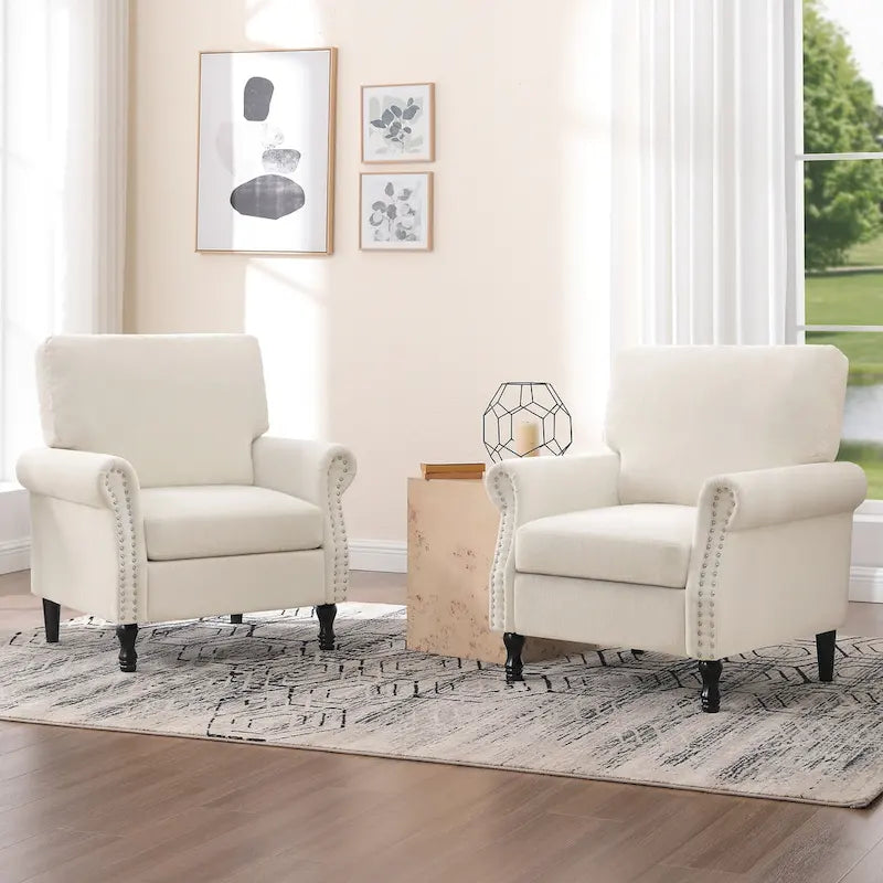 Modern Upholstered Armchair Nailhead Trim Accent Chair (Set of 2)
