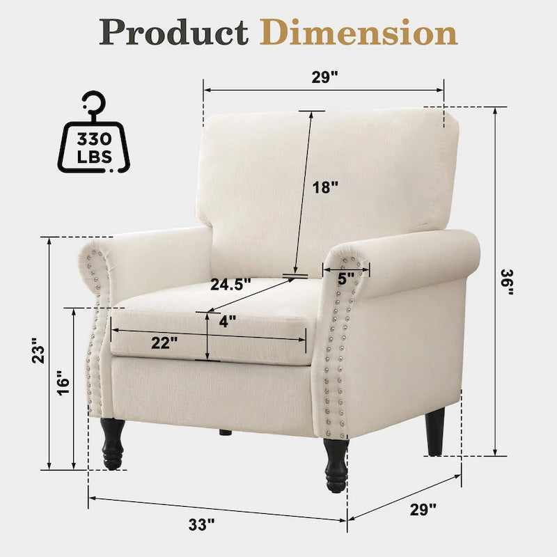 Modern Upholstered Armchair Nailhead Trim Accent Chair (Set of 2)