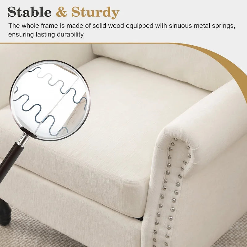 Modern Upholstered Armchair Nailhead Trim Accent Chair (Set of 2)