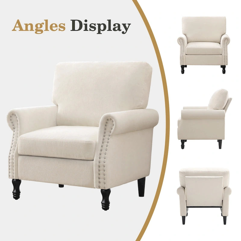 Modern Upholstered Armchair Nailhead Trim Accent Chair (Set of 2)