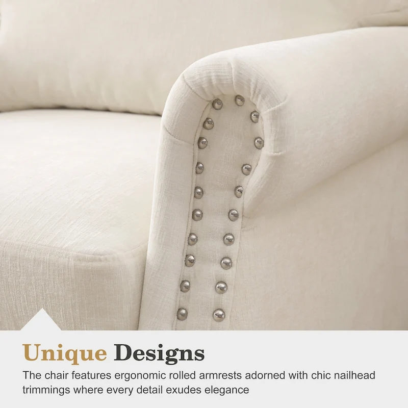 Modern Upholstered Armchair Nailhead Trim Accent Chair (Set of 2)
