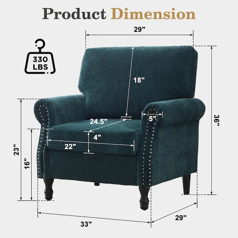 Modern Upholstered Armchair Nailhead Trim Accent Chair (Set of 2)