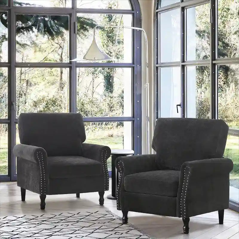 Modern Upholstered Armchair Nailhead Trim Accent Chair (Set of 2)