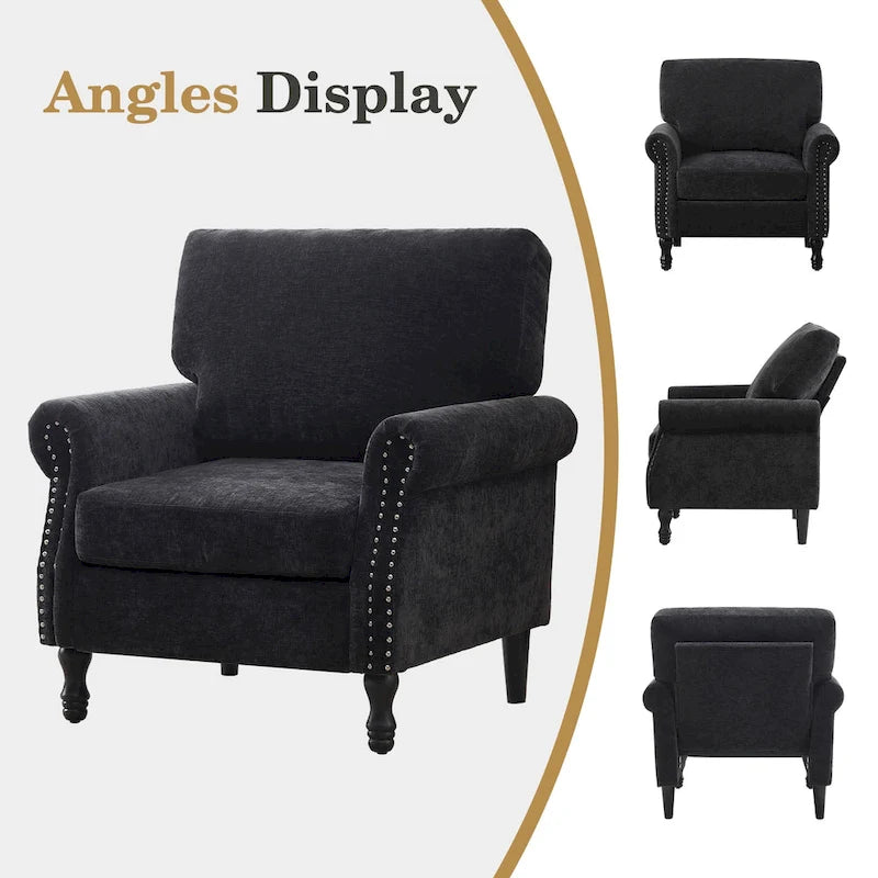 Modern Upholstered Armchair Nailhead Trim Accent Chair (Set of 2)