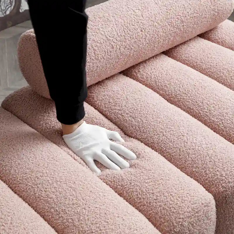 Modern End of Bed Bench Sherpa Fabric