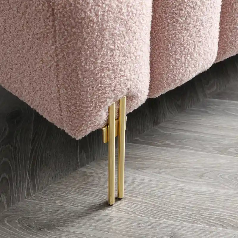 Modern End of Bed Bench Sherpa Fabric