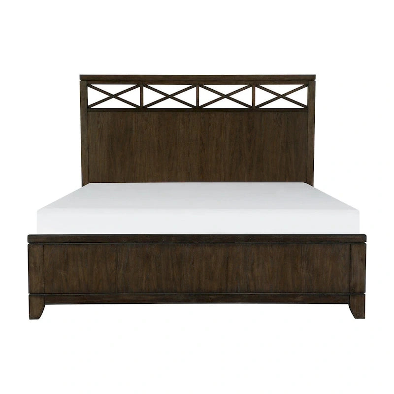 Modern Contemporary Dark Brown 5pc Bedroom Set Bed Nightstands Dresser Mirror