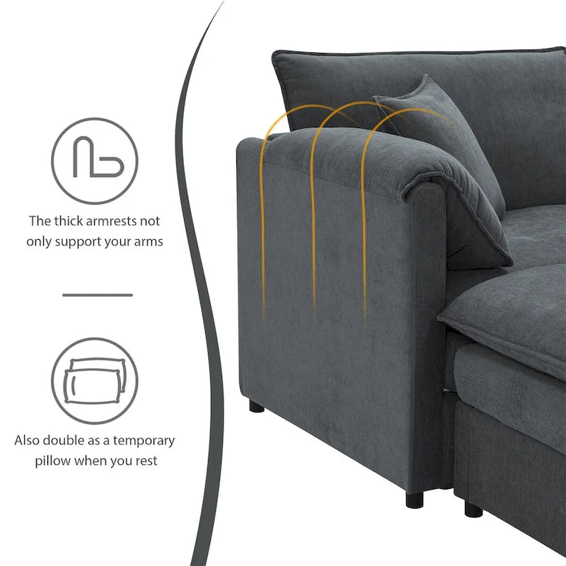 134*66  Chenille Modular Sectional Sofa