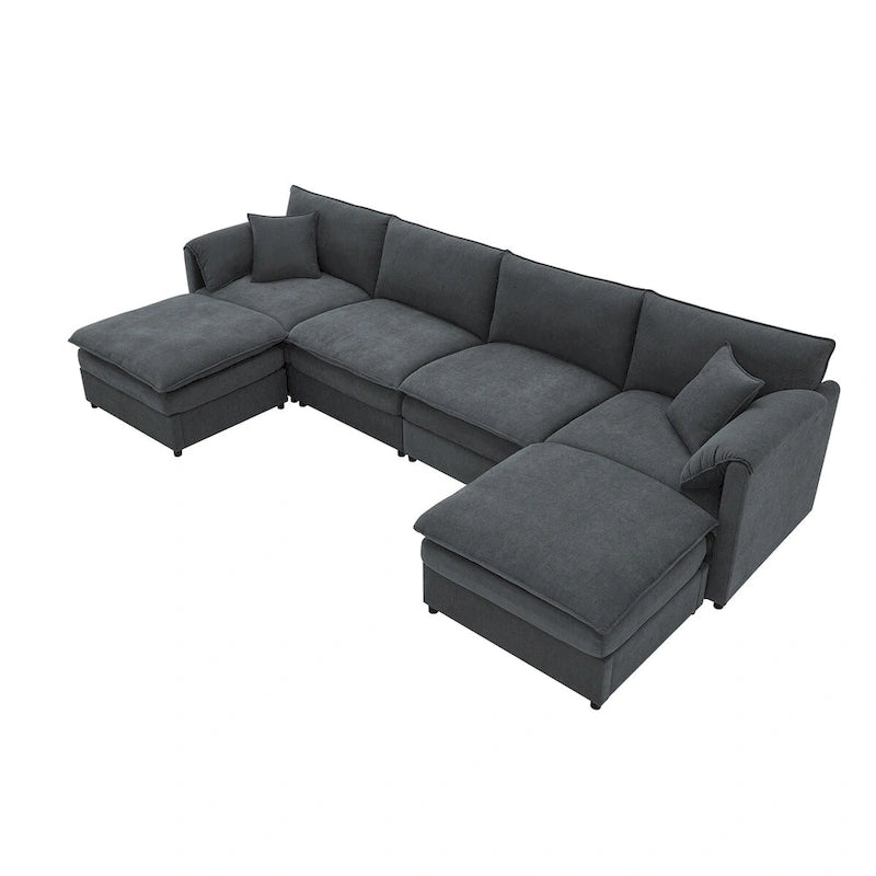 134*66  Chenille Modular Sectional Sofa