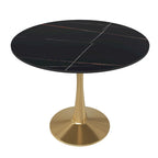 Bristol 31  Round Dining Table for 4 with Sintered Stone Tabletop in Gold Steel Base for Kitchen & Dining Room