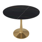 Bristol 31  Round Dining Table for 4 with Sintered Stone Tabletop in Gold Steel Base for Kitchen & Dining Room