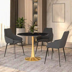 Bristol 31  Round Dining Table for 4 with Sintered Stone Tabletop in Gold Steel Base for Kitchen & Dining Room