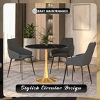 Bristol 31  Round Dining Table for 4 with Sintered Stone Tabletop in Gold Steel Base for Kitchen & Dining Room