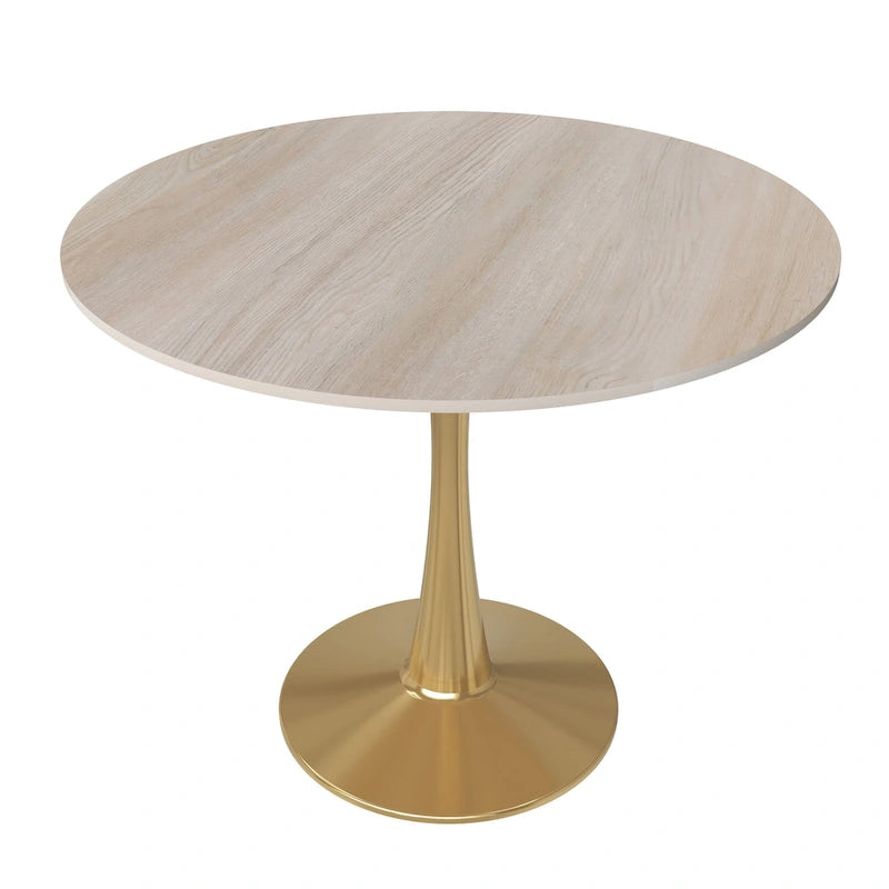 Bristol 31  Round Dining Table for 4 with Sintered Stone Tabletop in Gold Steel Base for Kitchen & Dining Room