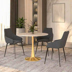 Bristol 31  Round Dining Table for 4 with Sintered Stone Tabletop in Gold Steel Base for Kitchen & Dining Room