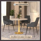 Bristol 31  Round Dining Table for 4 with Sintered Stone Tabletop in Gold Steel Base for Kitchen & Dining Room