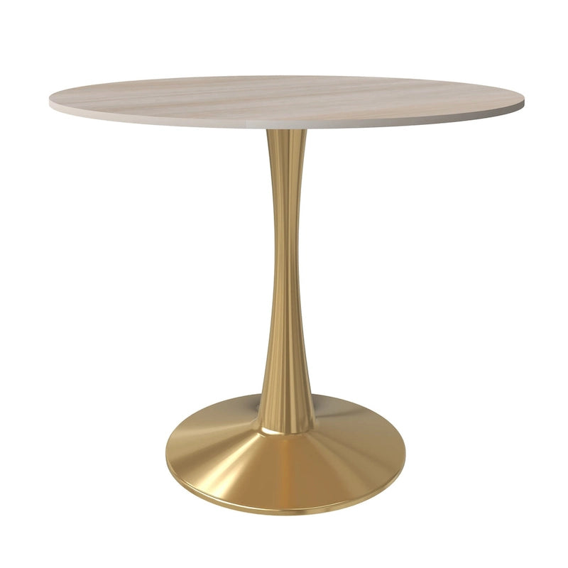 Bristol 31  Round Dining Table for 4 with Sintered Stone Tabletop in Gold Steel Base for Kitchen & Dining Room
