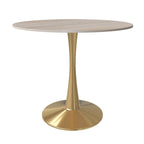 Bristol 31  Round Dining Table for 4 with Sintered Stone Tabletop in Gold Steel Base for Kitchen & Dining Room