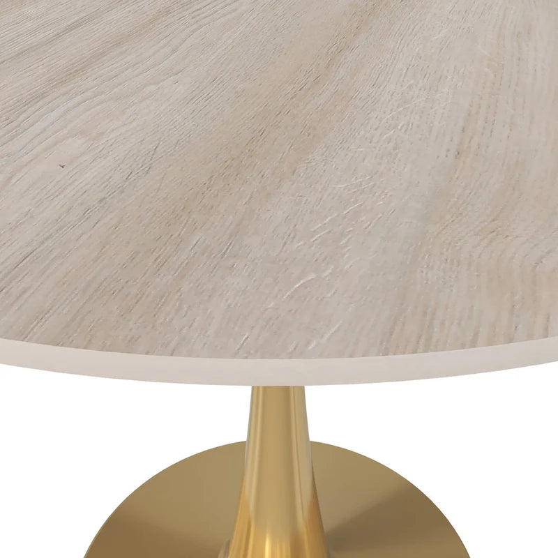 Bristol 31  Round Dining Table for 4 with Sintered Stone Tabletop in Gold Steel Base for Kitchen & Dining Room
