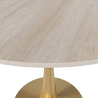 Bristol 31  Round Dining Table for 4 with Sintered Stone Tabletop in Gold Steel Base for Kitchen & Dining Room