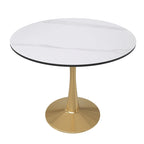 Bristol 31  Round Dining Table for 4 with Sintered Stone Tabletop in Gold Steel Base for Kitchen & Dining Room