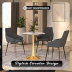 Bristol 31  Round Dining Table for 4 with Sintered Stone Tabletop in Gold Steel Base for Kitchen & Dining Room