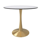 Bristol 31  Round Dining Table for 4 with Sintered Stone Tabletop in Gold Steel Base for Kitchen & Dining Room