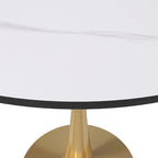 Bristol 31  Round Dining Table for 4 with Sintered Stone Tabletop in Gold Steel Base for Kitchen & Dining Room