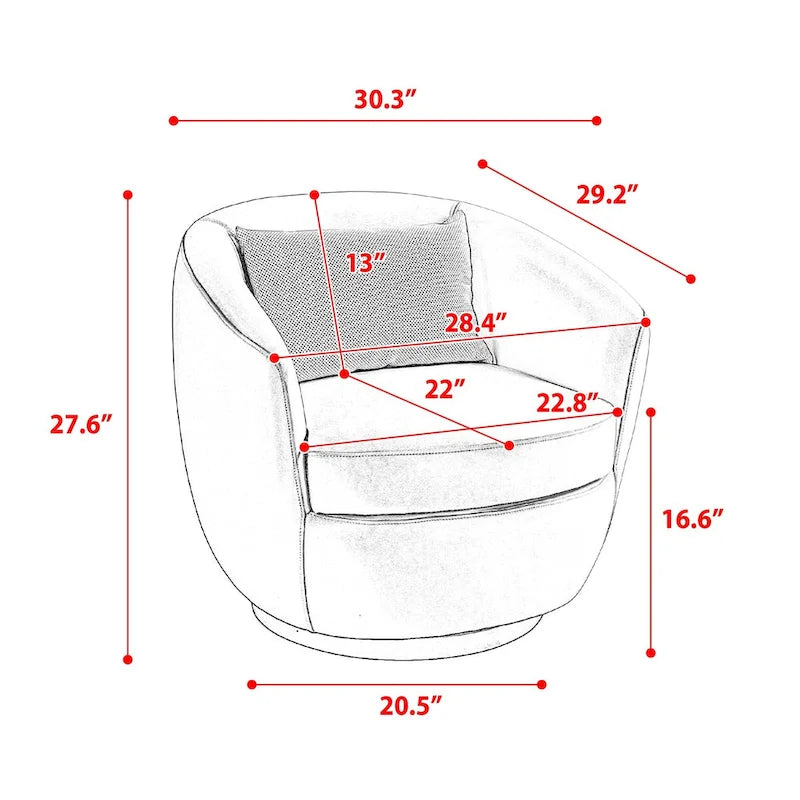 Modern Living Room Swivel Barrel Armchair