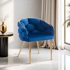 Luxury Handmade Accent Chair with Gold Legs, Modern Velvet Armchair for Living Room and Bedroom