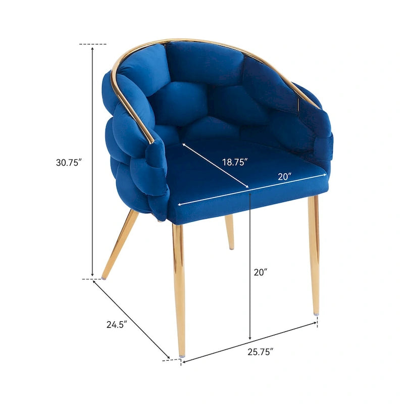 Luxury Handmade Accent Chair with Gold Legs, Modern Velvet Armchair for Living Room and Bedroom