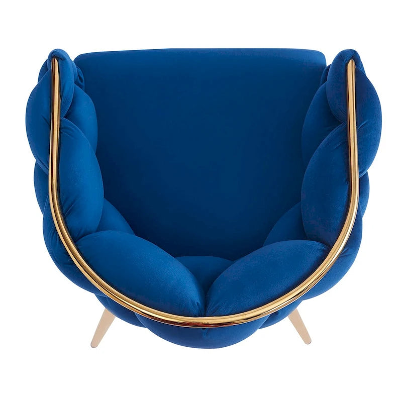 Luxury Handmade Accent Chair with Gold Legs, Modern Velvet Armchair for Living Room and Bedroom