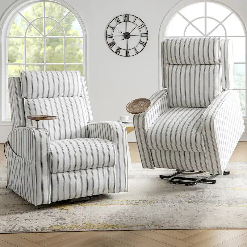 Darrell Modern Lift Assist Massage and Heating Power Recliner with Charing and Soild Wood Tray Set of 2by HULALA HOME
